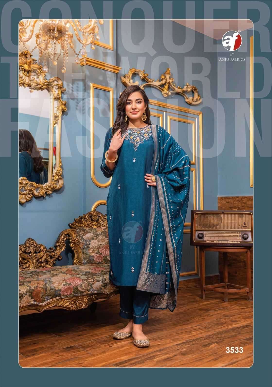 ANJU FAB PRESENTS GHUNGHAT VOL-10 DESIGNER AMAZING HANDWORK KURTI WITH PANT AND DUPATTA CATALOG WHOLESALER AND EXPORTER IN SURAT