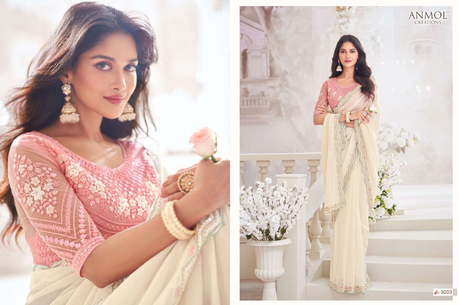 ANMOL PRESENTS EXOTIQUE VOL-5 DESIGNER PARTY WEAR SAREES CATALOG WHOLESALER AND EXPORTER IN SURAT