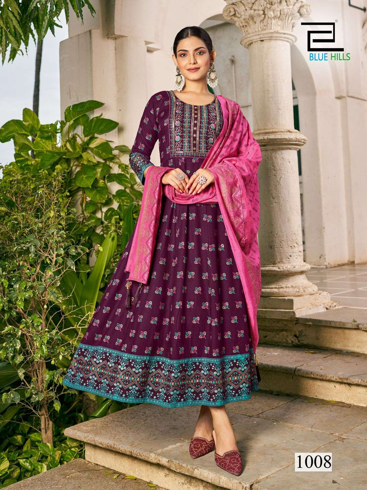 BLUE HILLS PRESENTS SENORITA SPECIAL RAYON PRINTED KURTI WITH DUPPATA CATALOG WHOLESALER AND EXPORTER IN SURAT