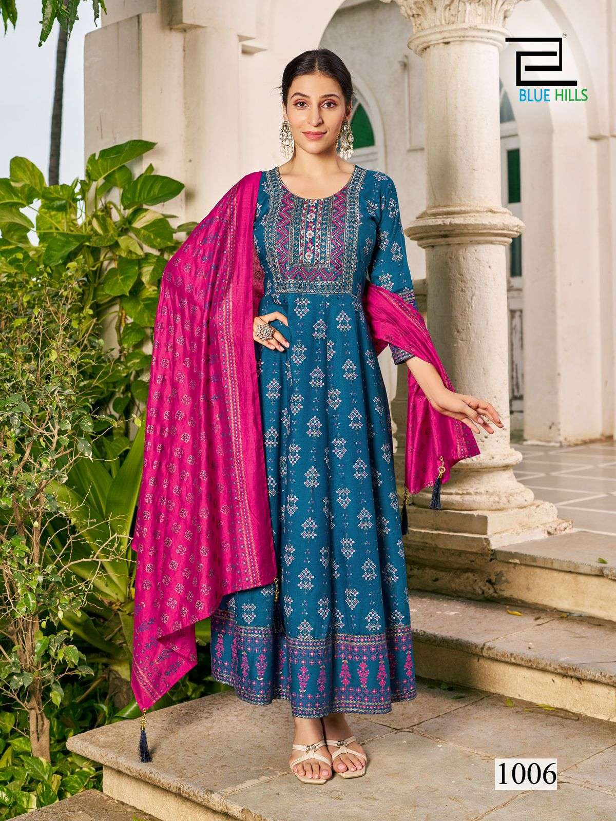 BLUE HILLS PRESENTS SENORITA SPECIAL RAYON PRINTED KURTI WITH DUPPATA CATALOG WHOLESALER AND EXPORTER IN SURAT