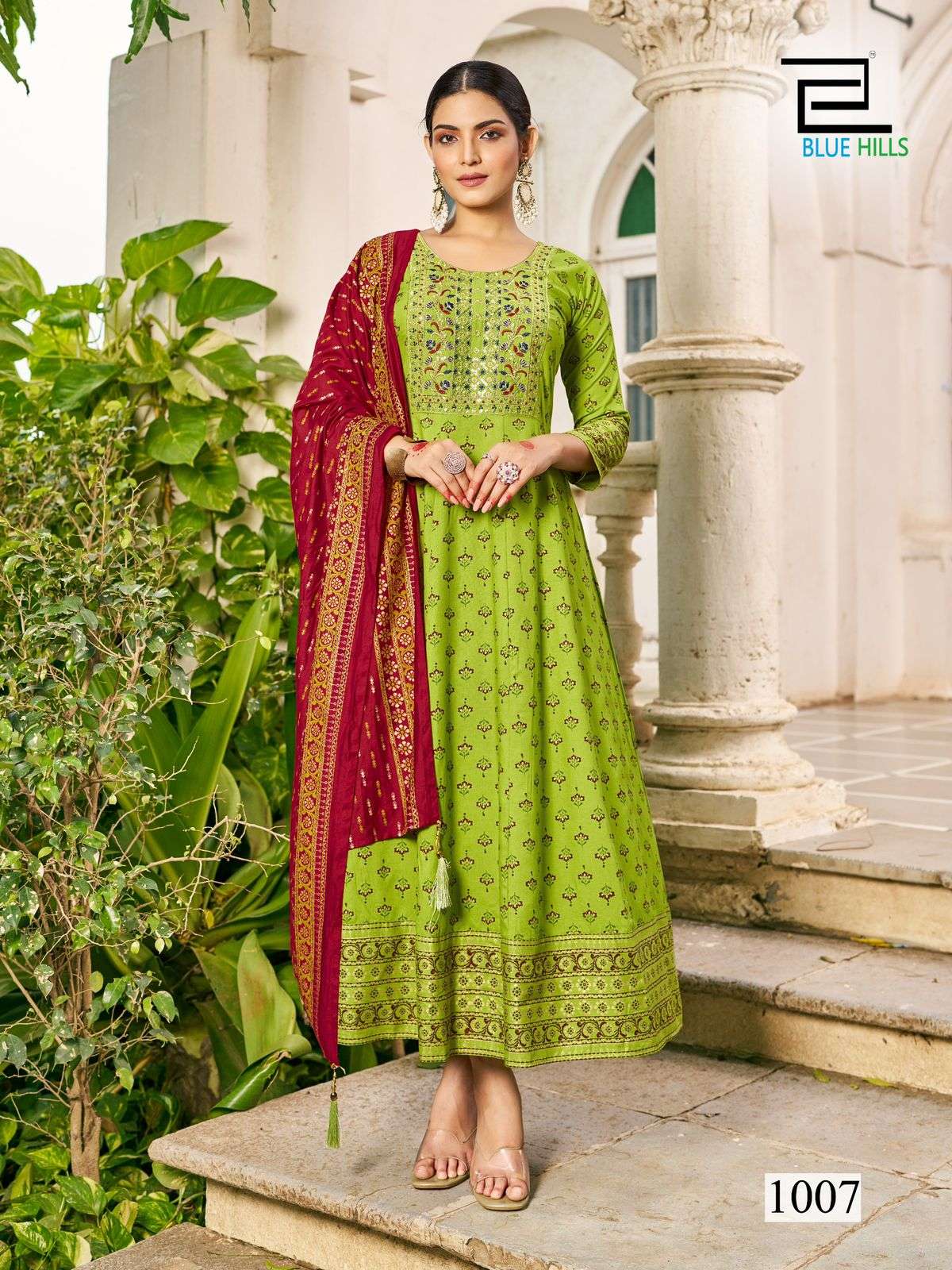 BLUE HILLS PRESENTS SENORITA SPECIAL RAYON PRINTED KURTI WITH DUPPATA CATALOG WHOLESALER AND EXPORTER IN SURAT