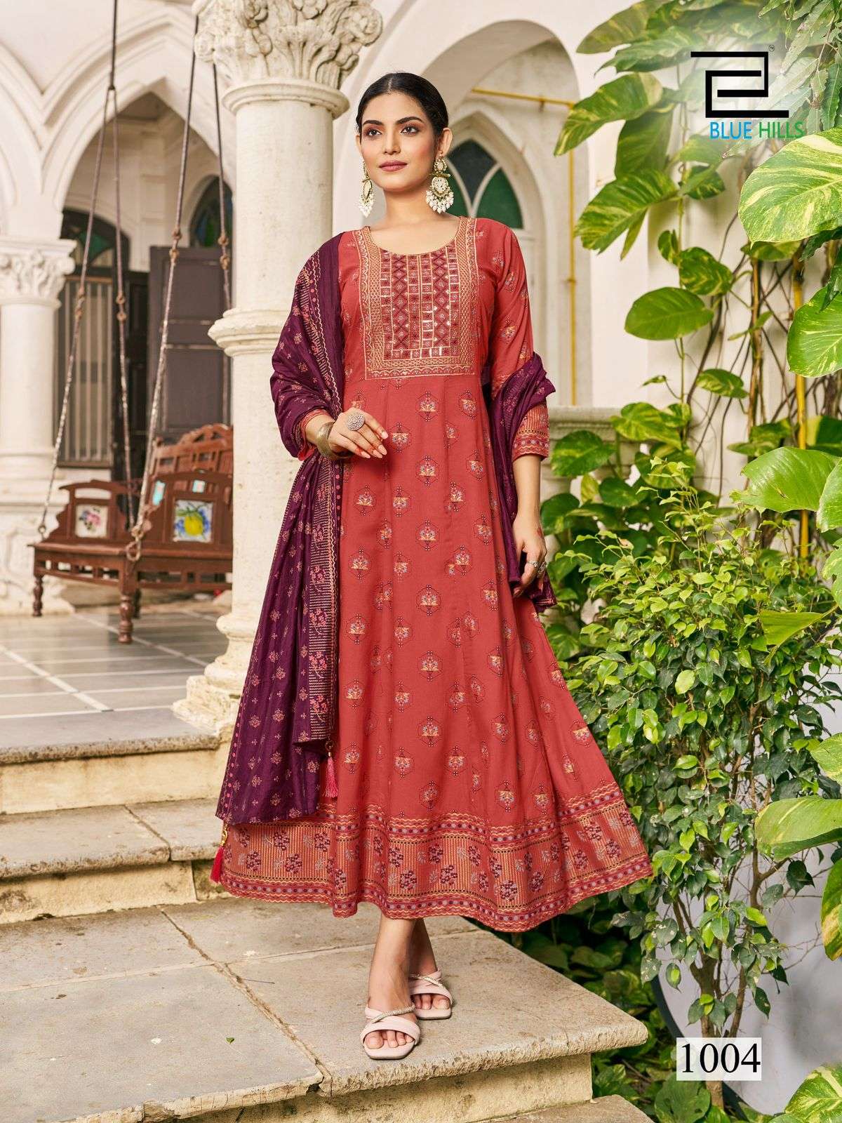BLUE HILLS PRESENTS SENORITA SPECIAL RAYON PRINTED KURTI WITH DUPPATA CATALOG WHOLESALER AND EXPORTER IN SURAT