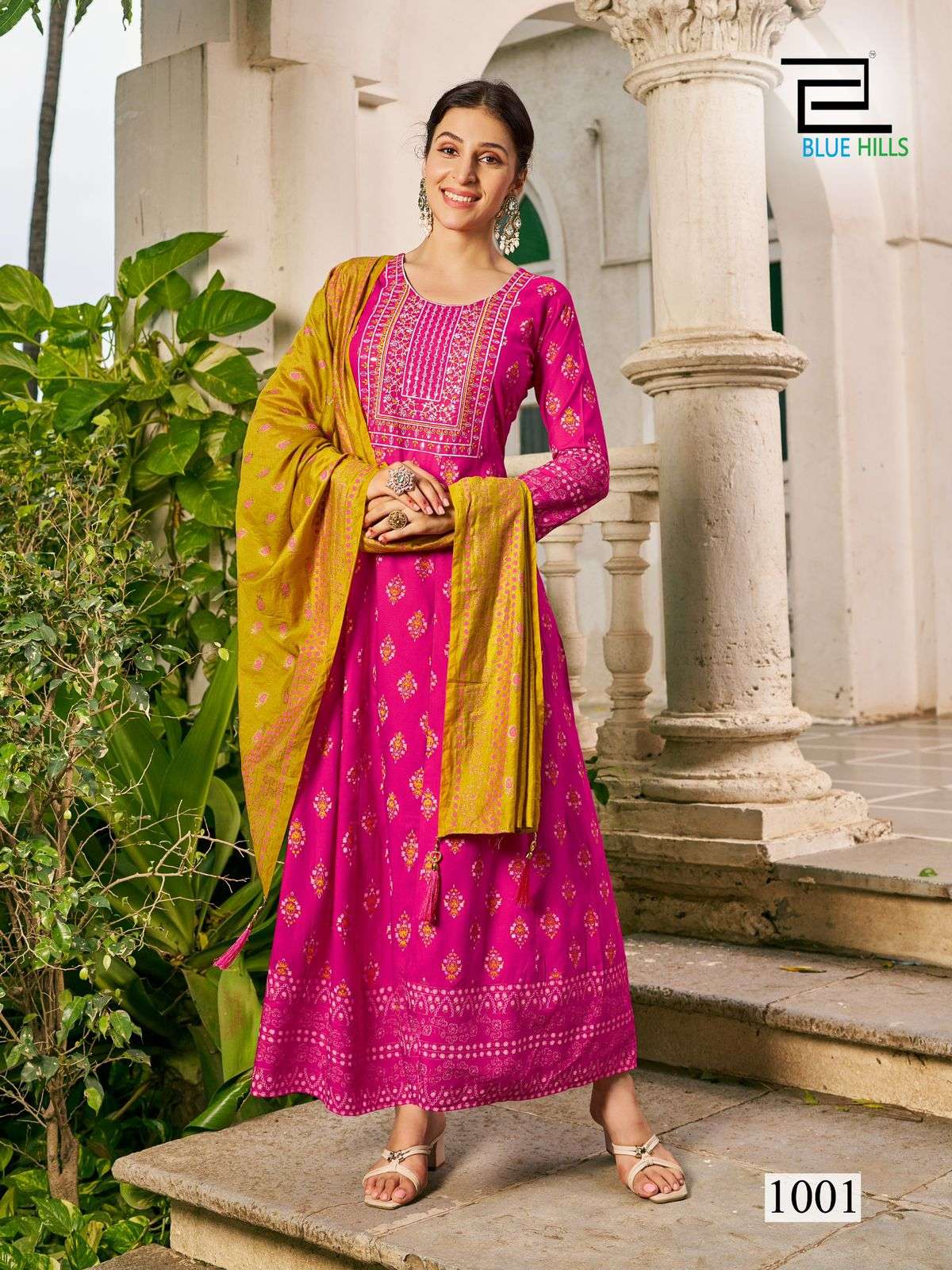 BLUE HILLS PRESENTS SENORITA SPECIAL RAYON PRINTED KURTI WITH DUPPATA CATALOG WHOLESALER AND EXPORTER IN SURAT