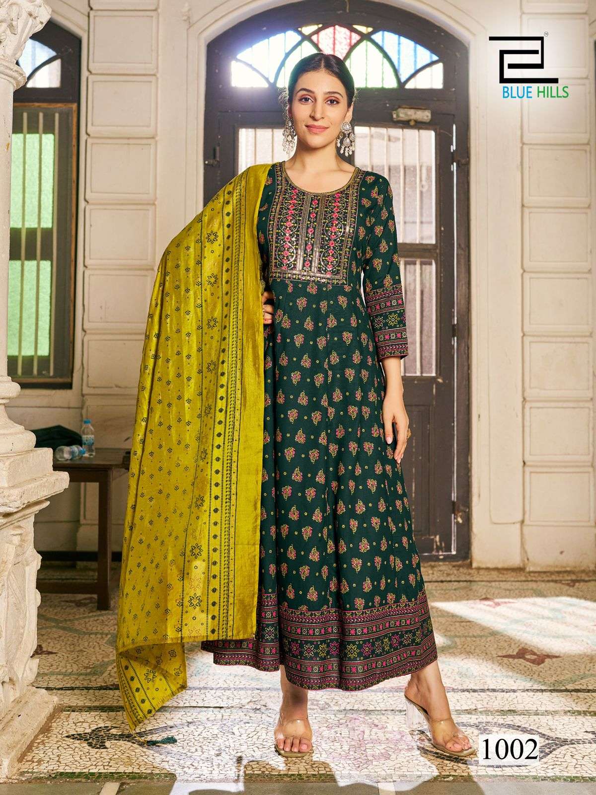BLUE HILLS PRESENTS SENORITA SPECIAL RAYON PRINTED KURTI WITH DUPPATA CATALOG WHOLESALER AND EXPORTER IN SURAT