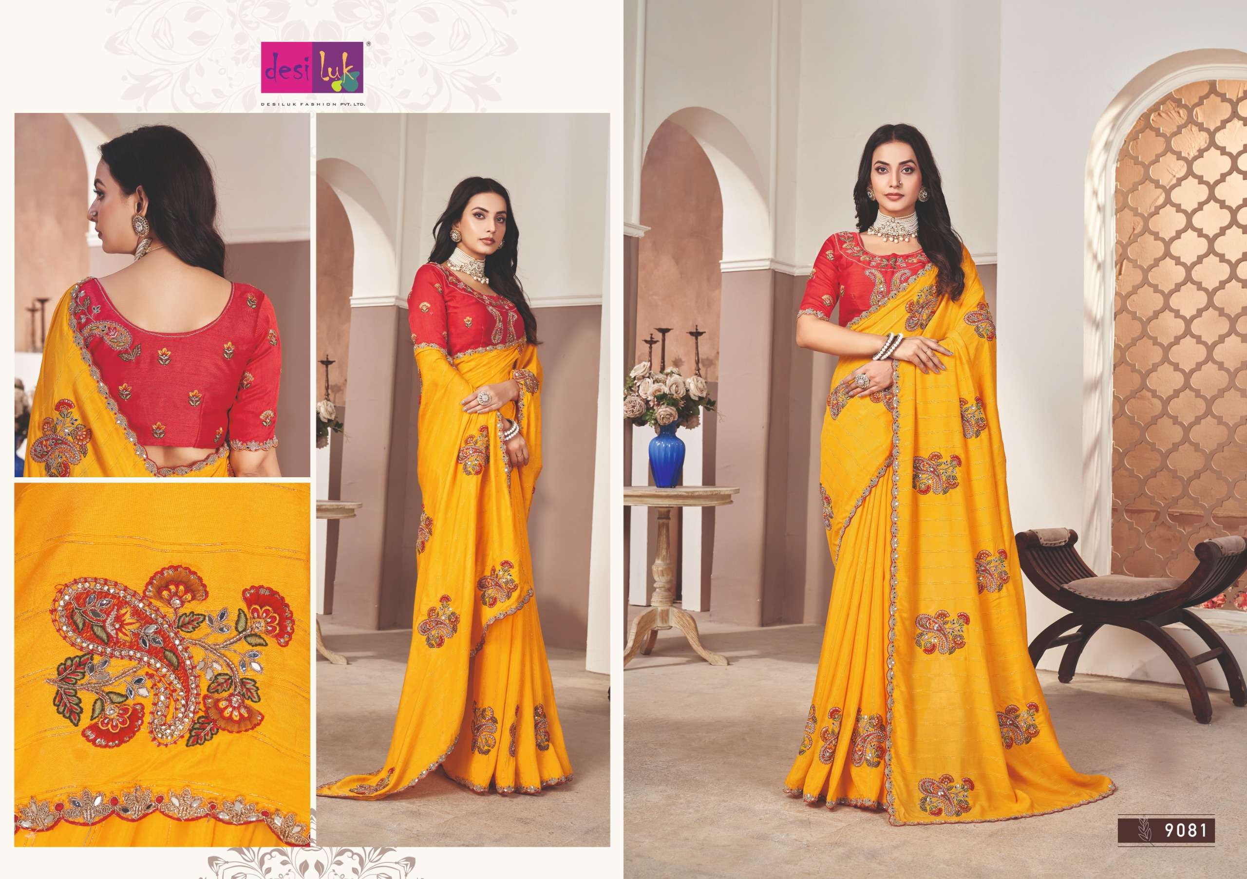 DEISLUK PRESENTS FAM GAME VOL-6 DESIGNER FANCY WEDDING WEAR SAREES CATALOG WHOLESALER AND EXPORTER 