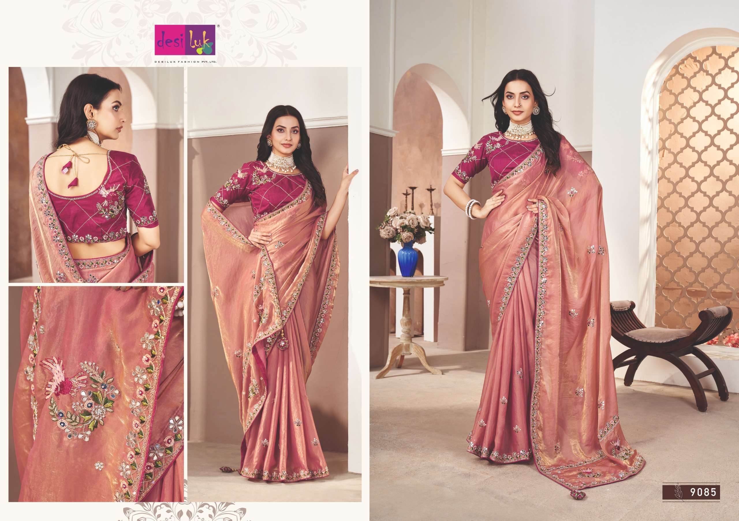 DEISLUK PRESENTS FAM GAME VOL-6 DESIGNER FANCY WEDDING WEAR SAREES CATALOG WHOLESALER AND EXPORTER 
