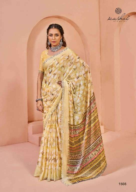 KASHVI CREATION PRESENTS PRATISTHA VOL-15 BRASSO BEAUTIFUL DESIGN SAREES CATALOG WHOLESALER AND EXPORTER 