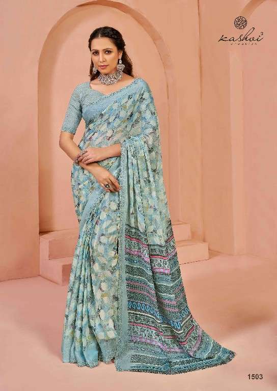 KASHVI CREATION PRESENTS PRATISTHA VOL-15 BRASSO BEAUTIFUL DESIGN SAREES CATALOG WHOLESALER AND EXPORTER 