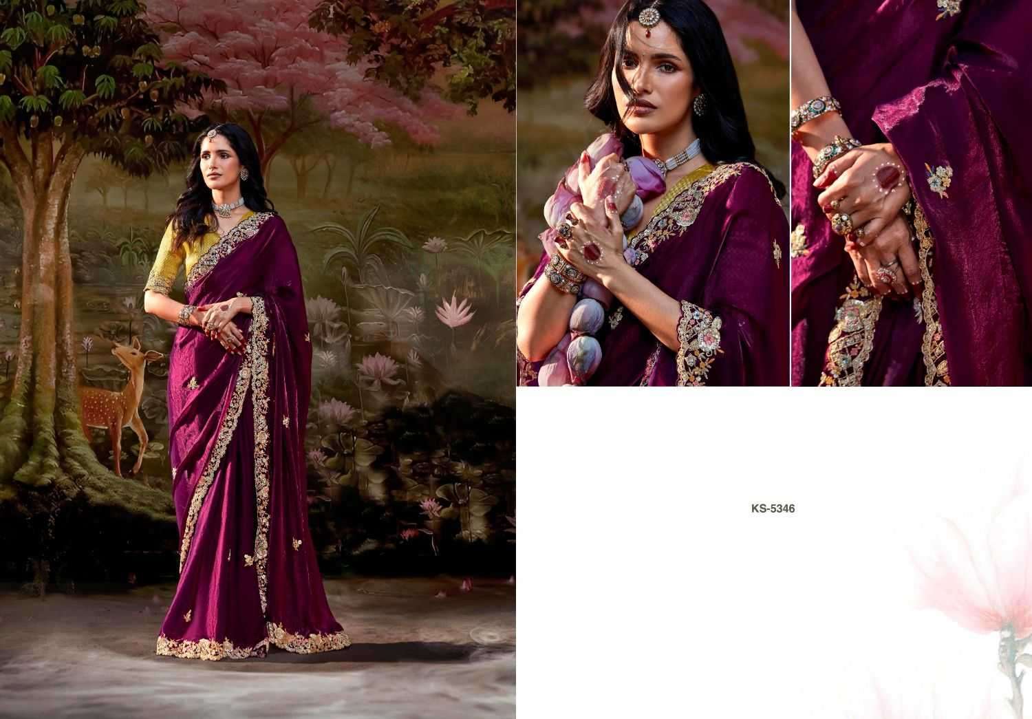 KIMORA PRESENTS KAJAL VOL-15 5341 TO 5355 LATEST PARTY WEAR SAREES FOR WOMEN CATALOG WHOLESALER AND EXPORTER 