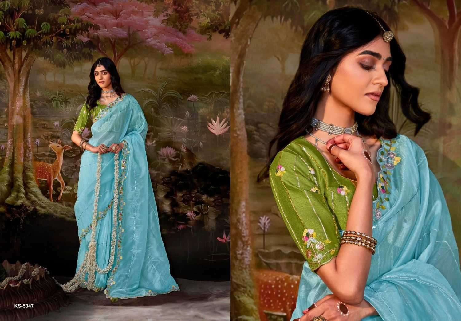 KIMORA PRESENTS KAJAL VOL-15 5341 TO 5355 LATEST PARTY WEAR SAREES FOR WOMEN CATALOG WHOLESALER AND EXPORTER 