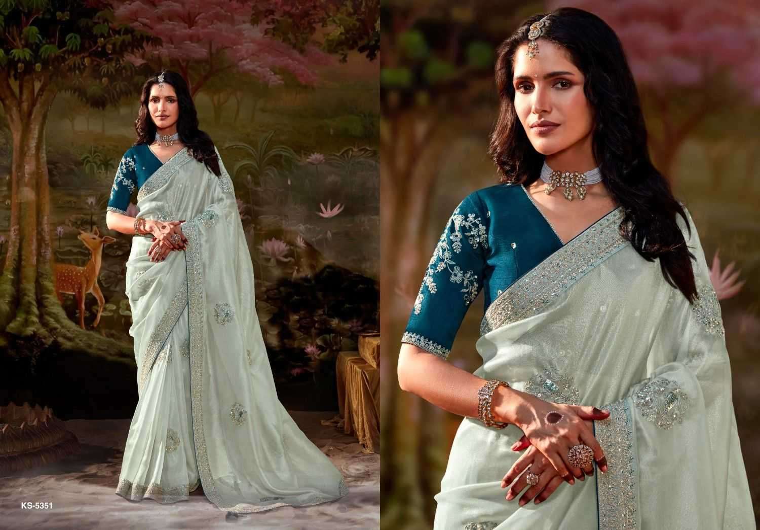 KIMORA PRESENTS KAJAL VOL-15 5341 TO 5355 LATEST PARTY WEAR SAREES FOR WOMEN CATALOG WHOLESALER AND EXPORTER 