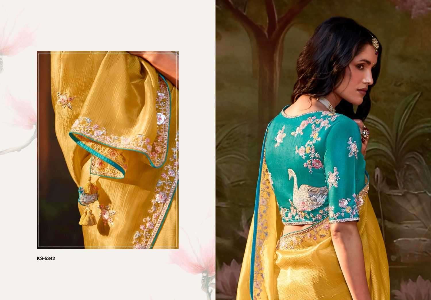 KIMORA PRESENTS KAJAL VOL-15 5341 TO 5355 LATEST PARTY WEAR SAREES FOR WOMEN CATALOG WHOLESALER AND EXPORTER 