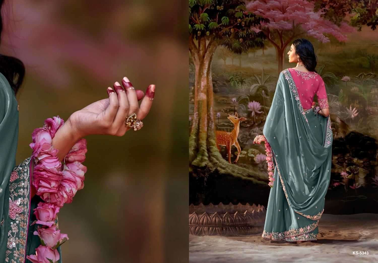 KIMORA PRESENTS KAJAL VOL-15 5341 TO 5355 LATEST PARTY WEAR SAREES FOR WOMEN CATALOG WHOLESALER AND EXPORTER 
