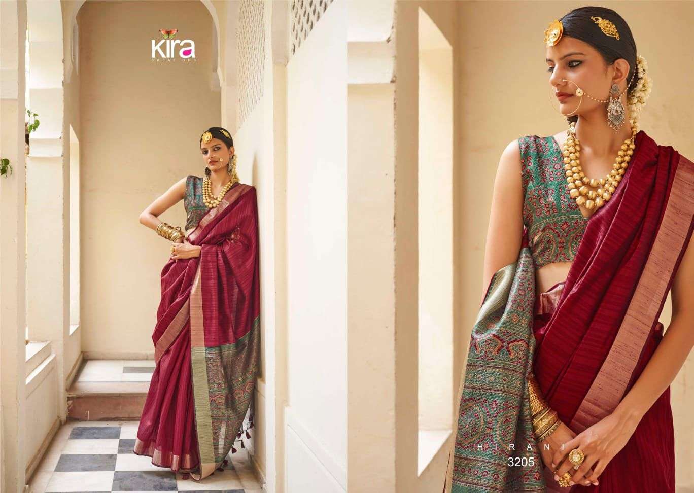 KIRA CREATION PRESENTS KINAARA TUSSER LINEN TRENDY SAREES CATALOG WHOLESALER AND EXPORTER 