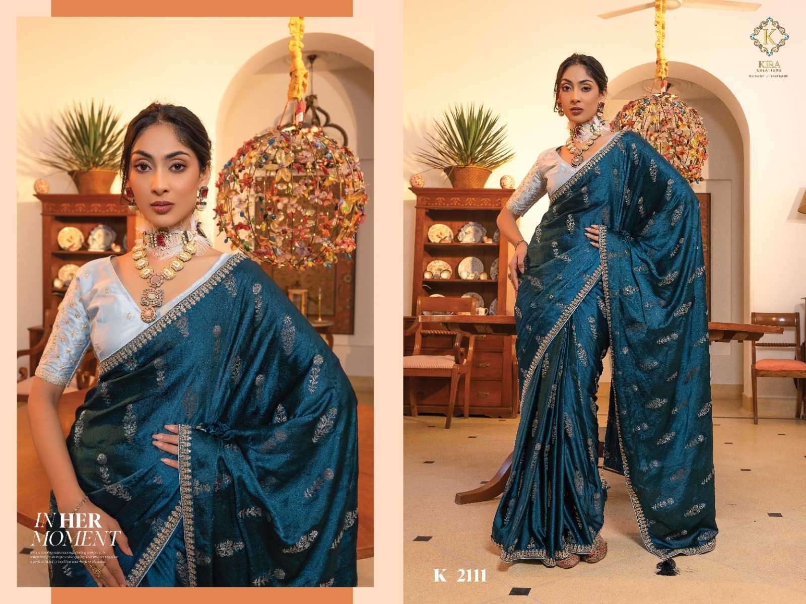 KIRA PRESENTS KAMYA VOL-2 VISCOSE SATIN SILK PARTY WEAR SAREE FOR WOMEN CATALOG WHOLESALER AND EXPORTER IN SURAT