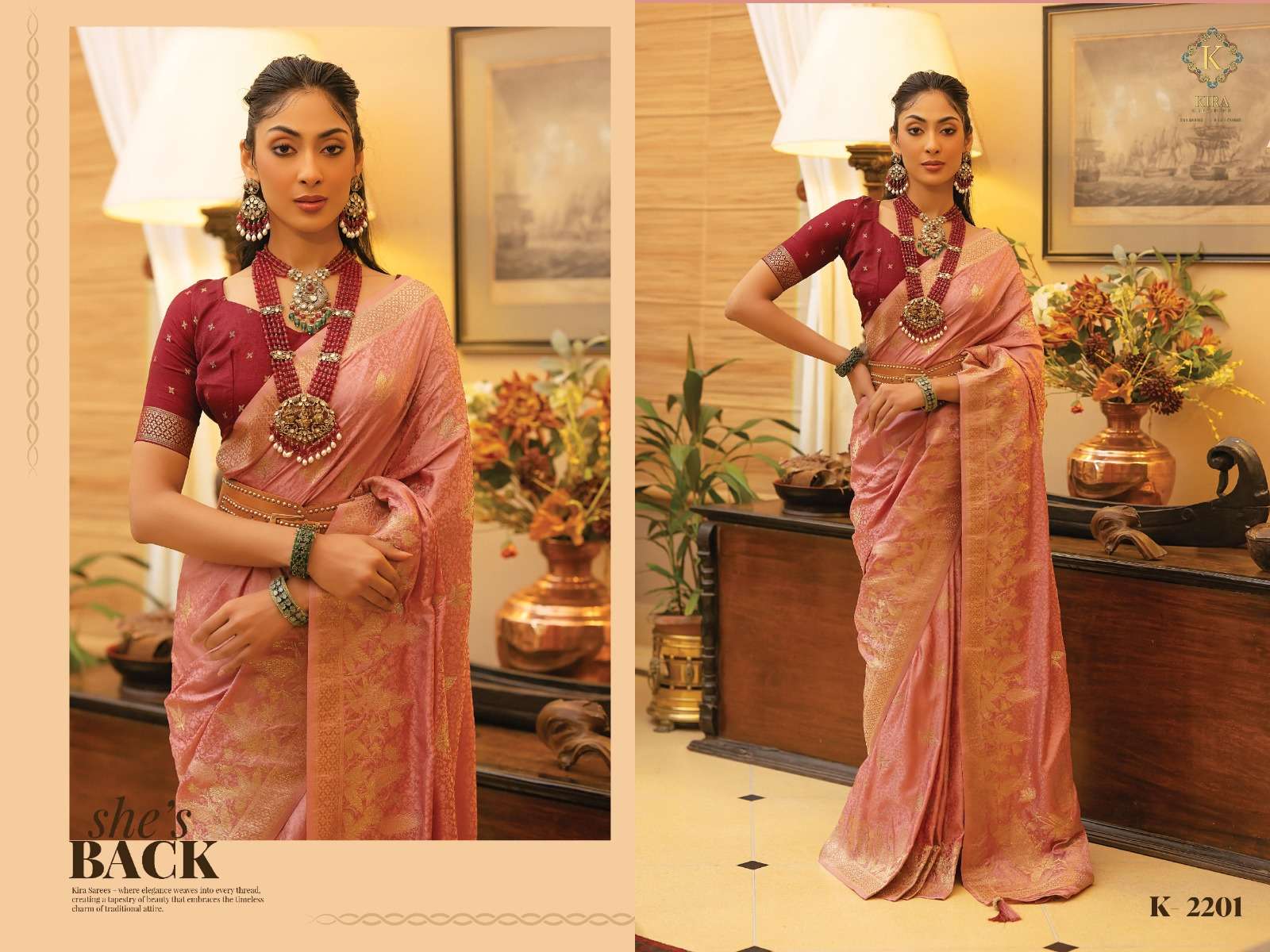 KIRA PRESENTS SCARLETT VOL-2 SATIN SILK FANCY SAREES CATALOG WHOLESALER AND EXPORTER IN SURAT  