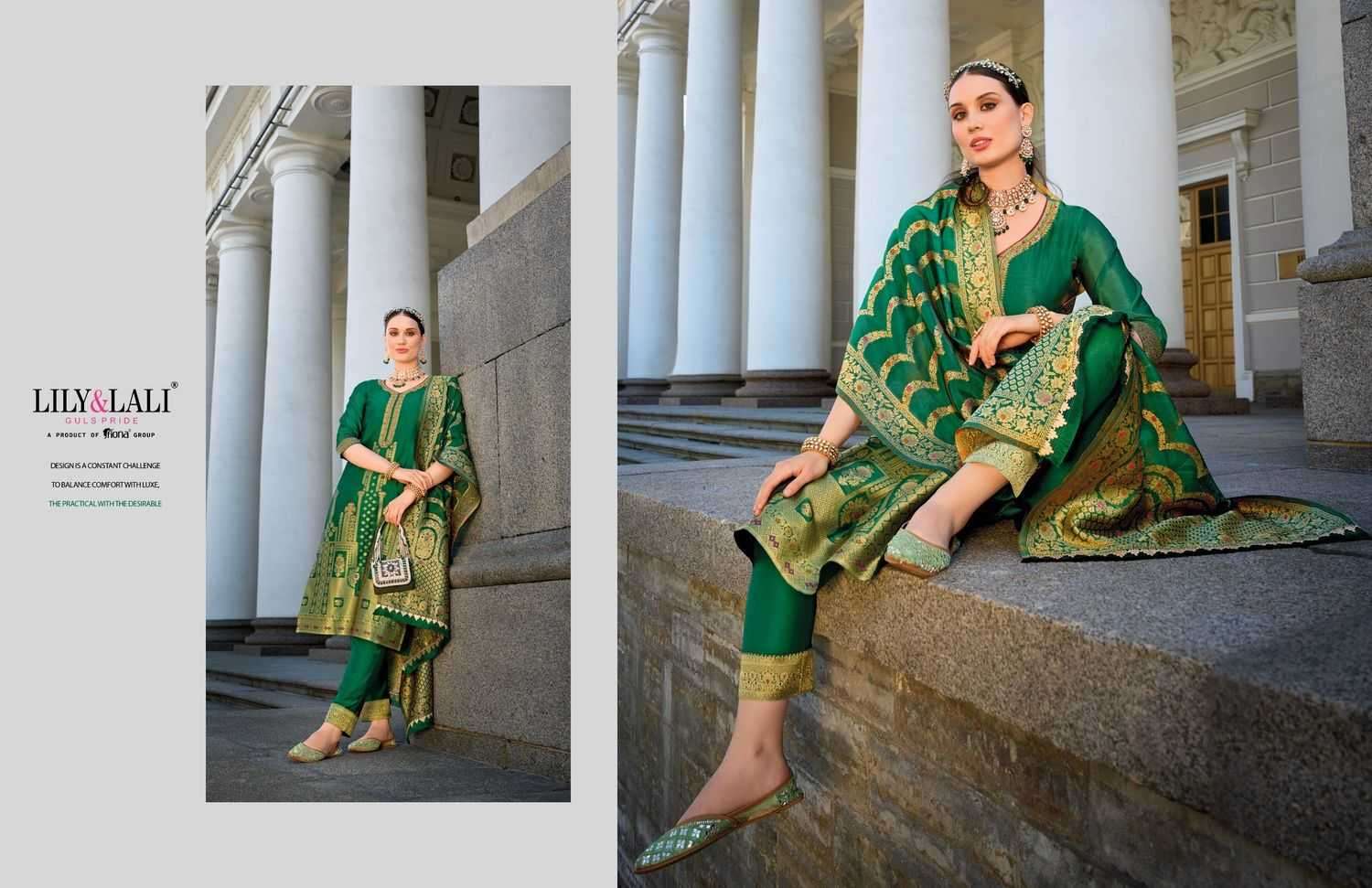 LILY & LALI PRESENTS SILKYNESS VOL-2 ORGANZA JACQUARD FULL STITCH PARTY WEAR SUITS FOR WOMEN CATALOG WHOLESALER AND EXPORTER 