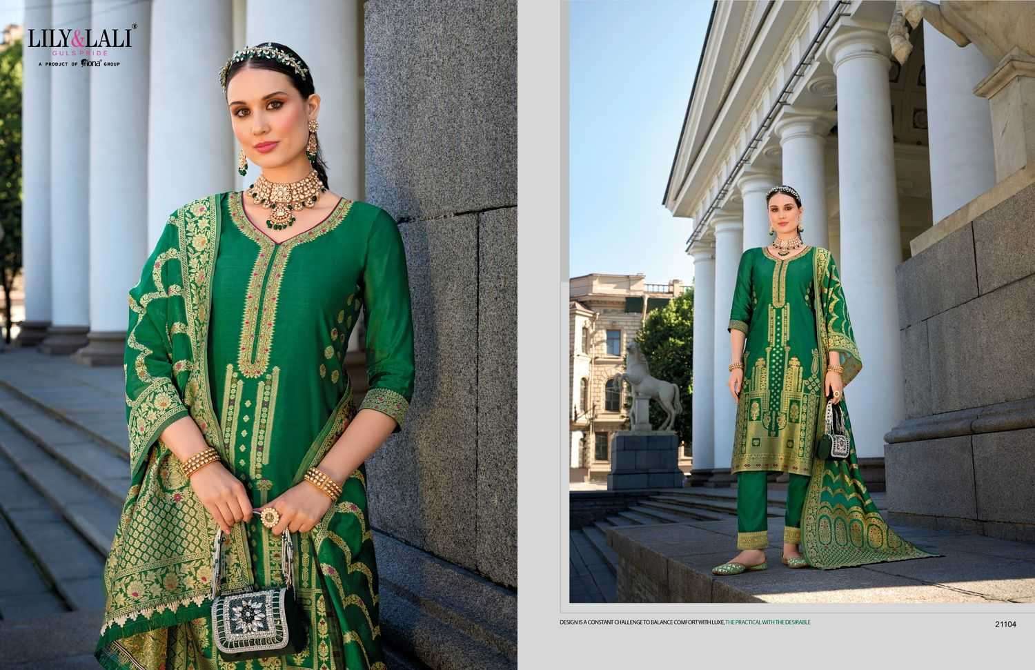 LILY & LALI PRESENTS SILKYNESS VOL-2 ORGANZA JACQUARD FULL STITCH PARTY WEAR SUITS FOR WOMEN CATALOG WHOLESALER AND EXPORTER 