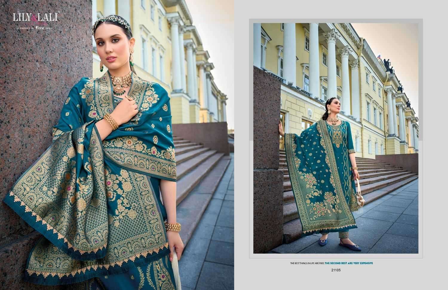 LILY & LALI PRESENTS SILKYNESS VOL-2 ORGANZA JACQUARD FULL STITCH PARTY WEAR SUITS FOR WOMEN CATALOG WHOLESALER AND EXPORTER 