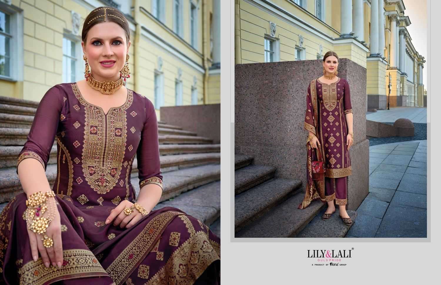 LILY & LALI PRESENTS SILKYNESS VOL-2 ORGANZA JACQUARD FULL STITCH PARTY WEAR SUITS FOR WOMEN CATALOG WHOLESALER AND EXPORTER 