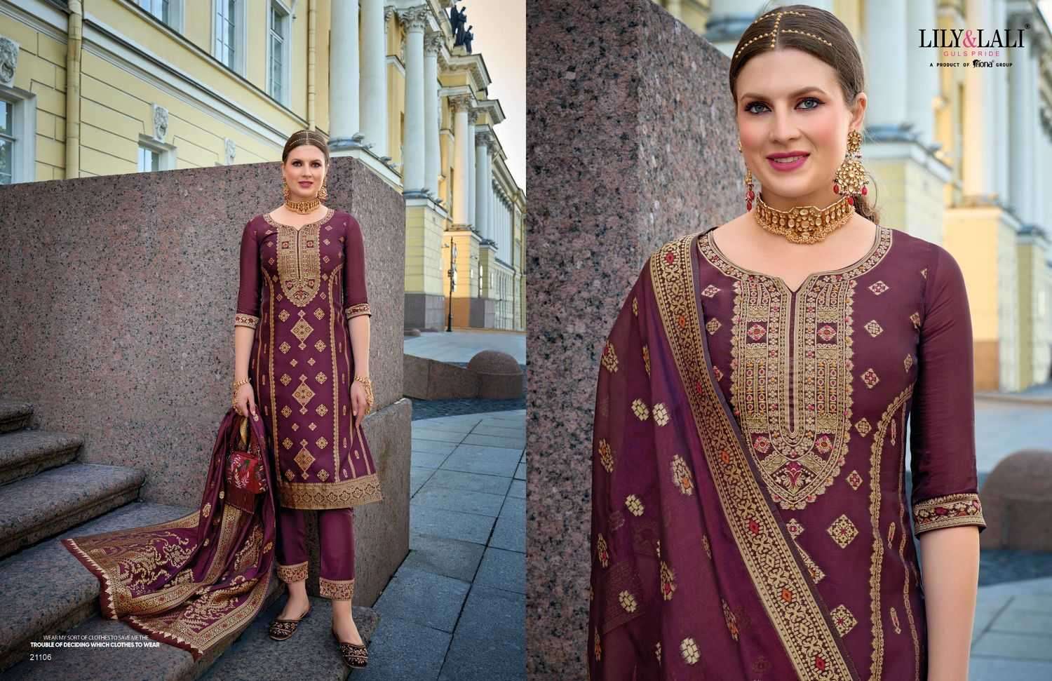LILY & LALI PRESENTS SILKYNESS VOL-2 ORGANZA JACQUARD FULL STITCH PARTY WEAR SUITS FOR WOMEN CATALOG WHOLESALER AND EXPORTER 