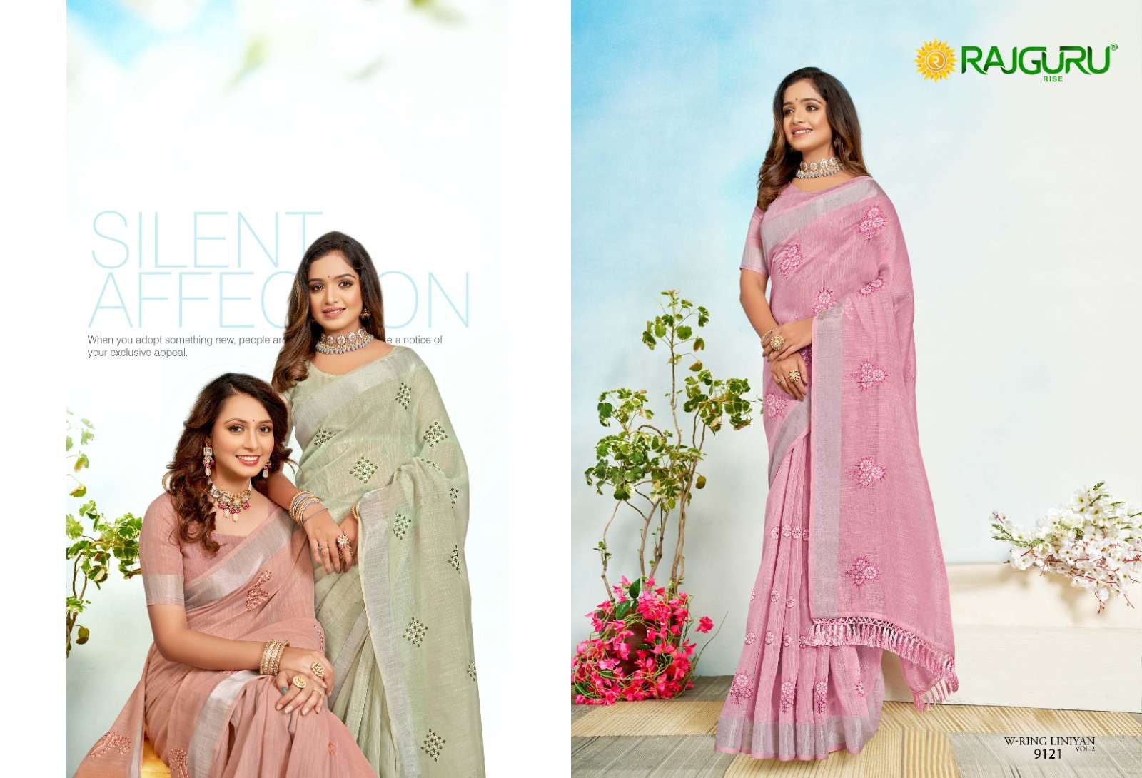 RAJGURU PRESENTS W-RING-LINIYAN DESIGNER FANCY SAREES CATALOG WHOLESALER AND EXPORTER IN SURAT CATALOG WHOLESALER AND EXPORTER IN SURAT 