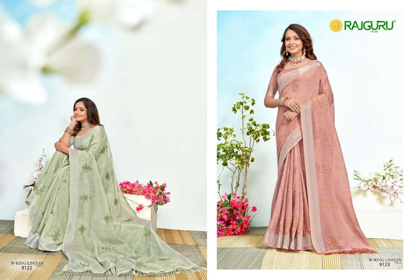 RAJGURU PRESENTS W-RING-LINIYAN DESIGNER FANCY SAREES CATALOG WHOLESALER AND EXPORTER IN SURAT CATALOG WHOLESALER AND EXPORTER IN SURAT 