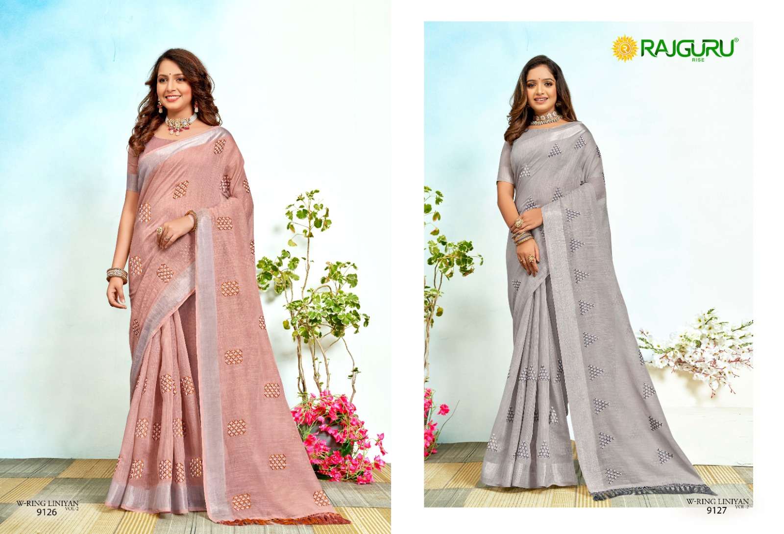 RAJGURU PRESENTS W-RING-LINIYAN DESIGNER FANCY SAREES CATALOG WHOLESALER AND EXPORTER IN SURAT CATALOG WHOLESALER AND EXPORTER IN SURAT 