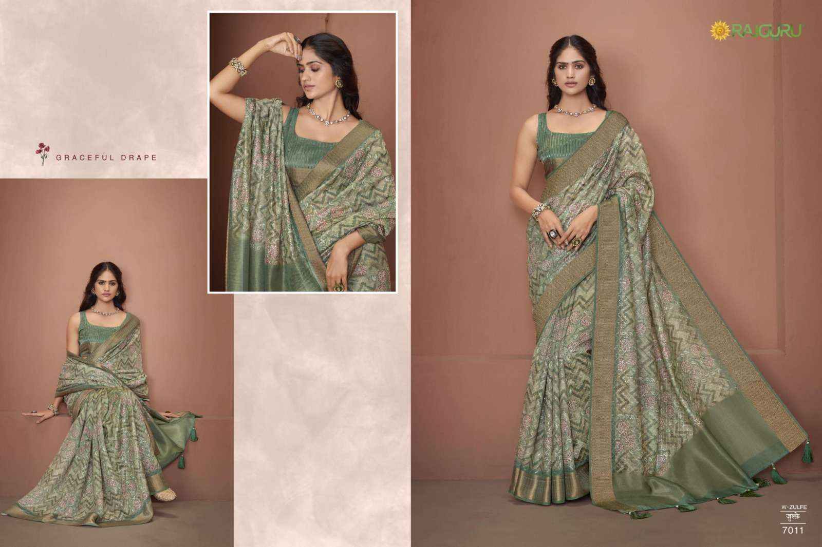 RAJGURU PRESENTS ZULFE FANCY SAREE CATALOG WHOLESALER AND EXPORTER IN SURAT 