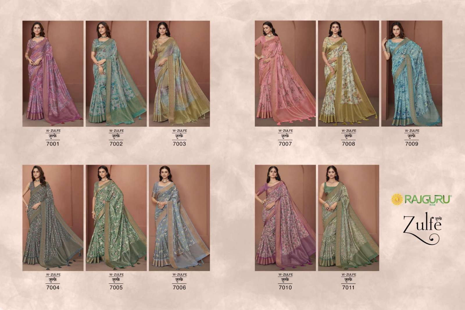 RAJGURU PRESENTS ZULFE FANCY SAREE CATALOG WHOLESALER AND EXPORTER IN SURAT 