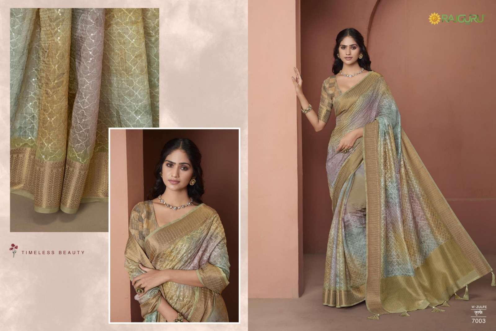 RAJGURU PRESENTS ZULFE FANCY SAREE CATALOG WHOLESALER AND EXPORTER IN SURAT 