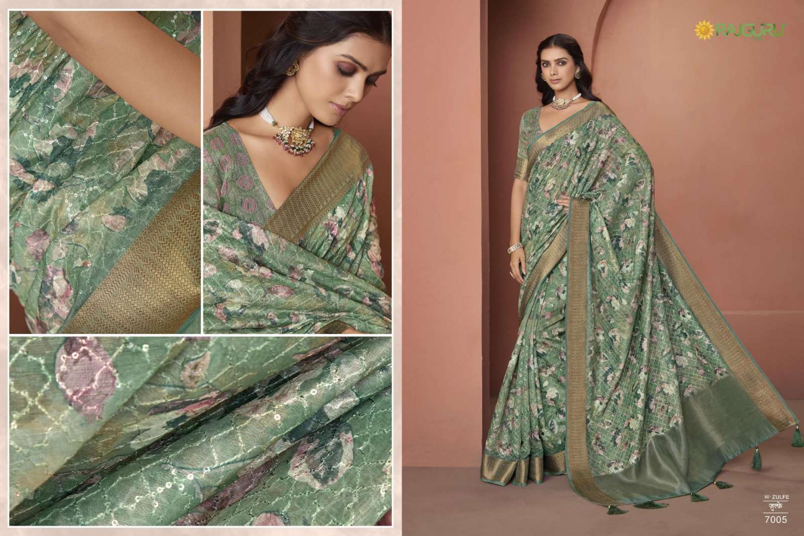 RAJGURU PRESENTS ZULFE FANCY SAREE CATALOG WHOLESALER AND EXPORTER IN SURAT 