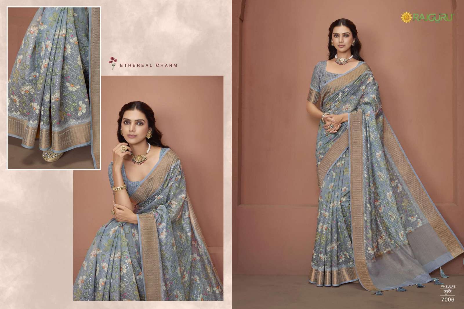 RAJGURU PRESENTS ZULFE FANCY SAREE CATALOG WHOLESALER AND EXPORTER IN SURAT 