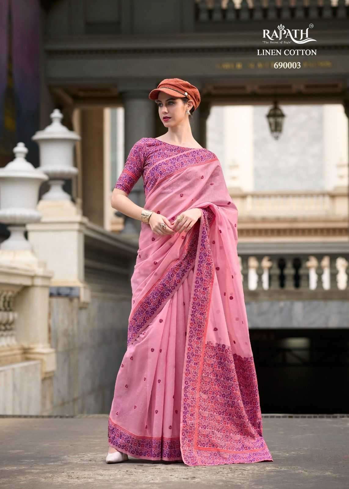 RAJPATH PRESENTS PRAJANYA LINEN COTTON ETHNIC DESIGN SAREES CATALOG WHOLESALER AND EXPORTS 