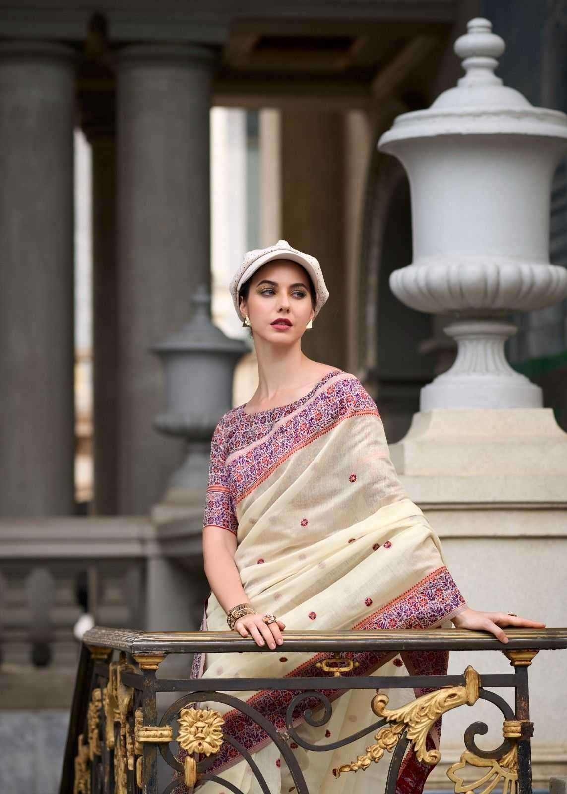 RAJPATH PRESENTS PRAJANYA LINEN COTTON ETHNIC DESIGN SAREES CATALOG WHOLESALER AND EXPORTS 