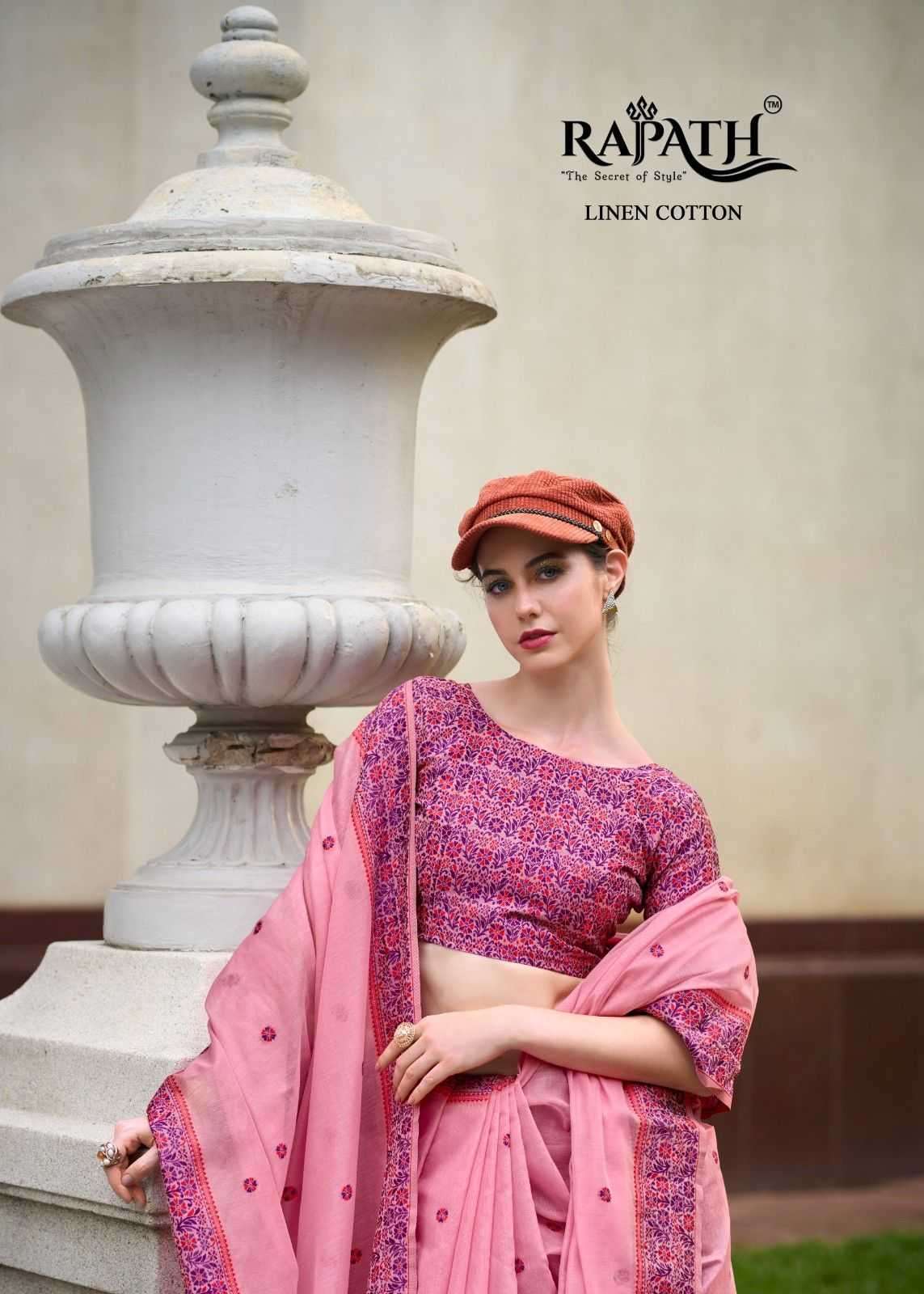 RAJPATH PRESENTS PRAJANYA LINEN COTTON ETHNIC DESIGN SAREES CATALOG WHOLESALER AND EXPORTS 