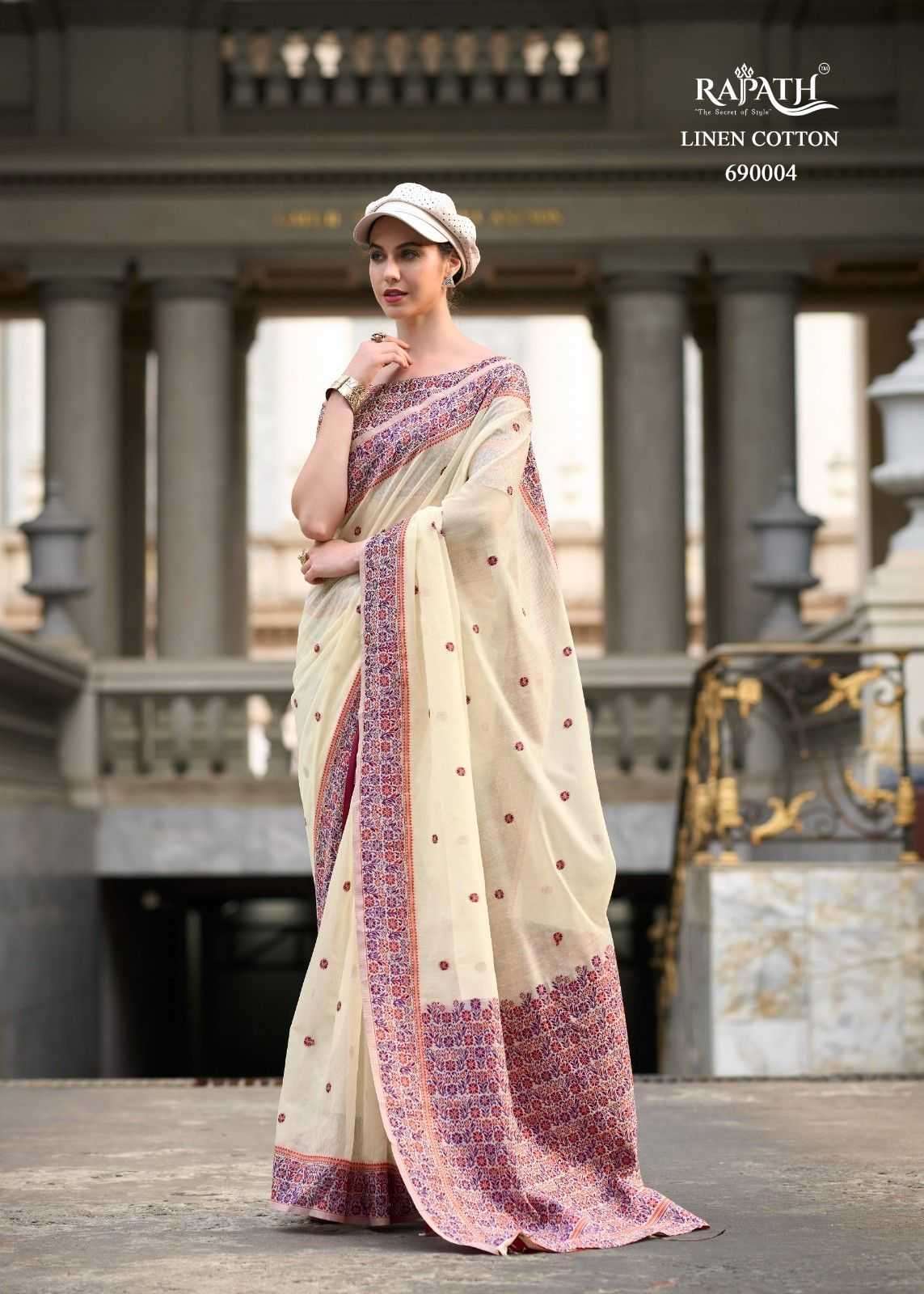 RAJPATH PRESENTS PRAJANYA LINEN COTTON ETHNIC DESIGN SAREES CATALOG WHOLESALER AND EXPORTS 