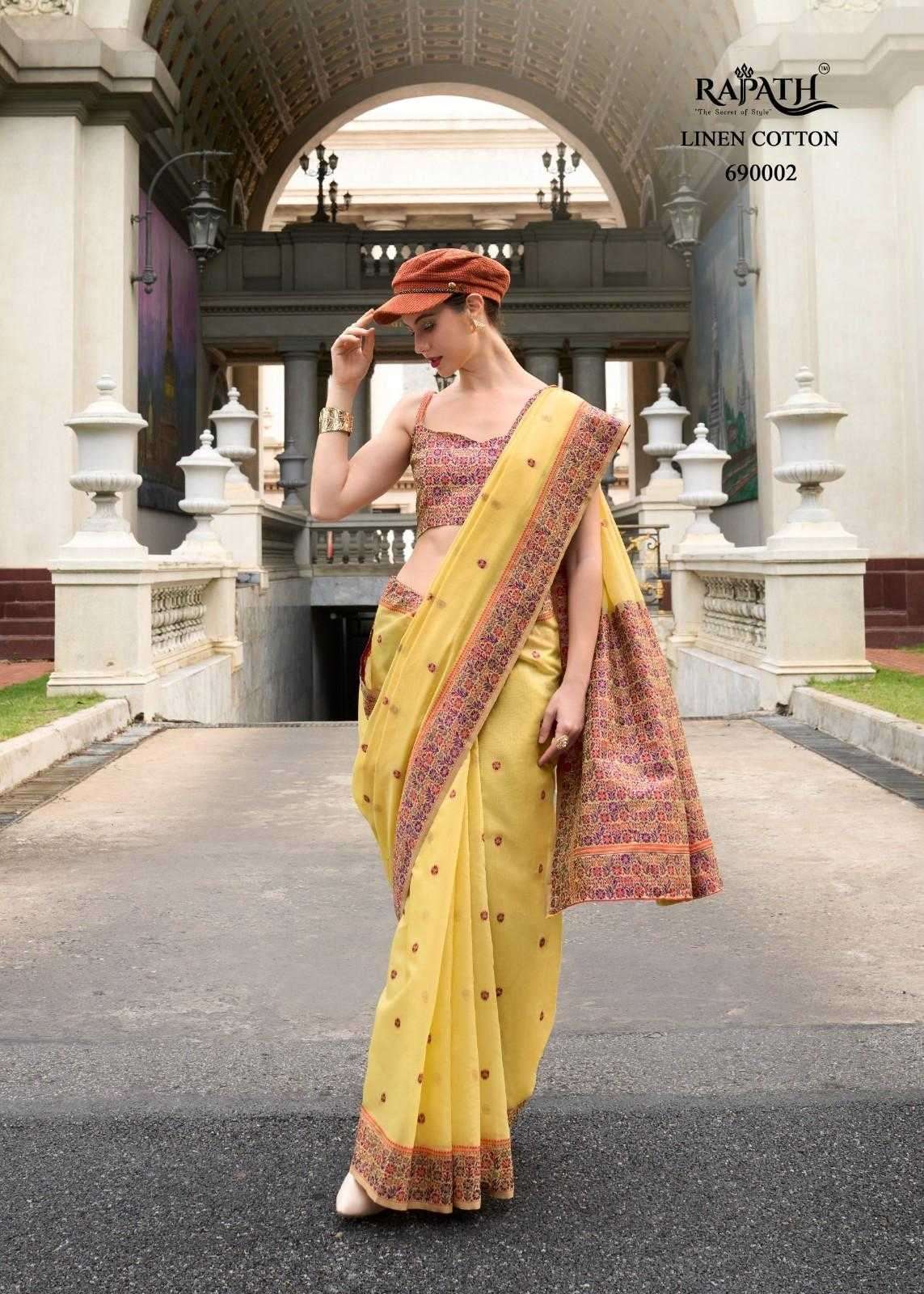 RAJPATH PRESENTS PRAJANYA LINEN COTTON ETHNIC DESIGN SAREES CATALOG WHOLESALER AND EXPORTS 