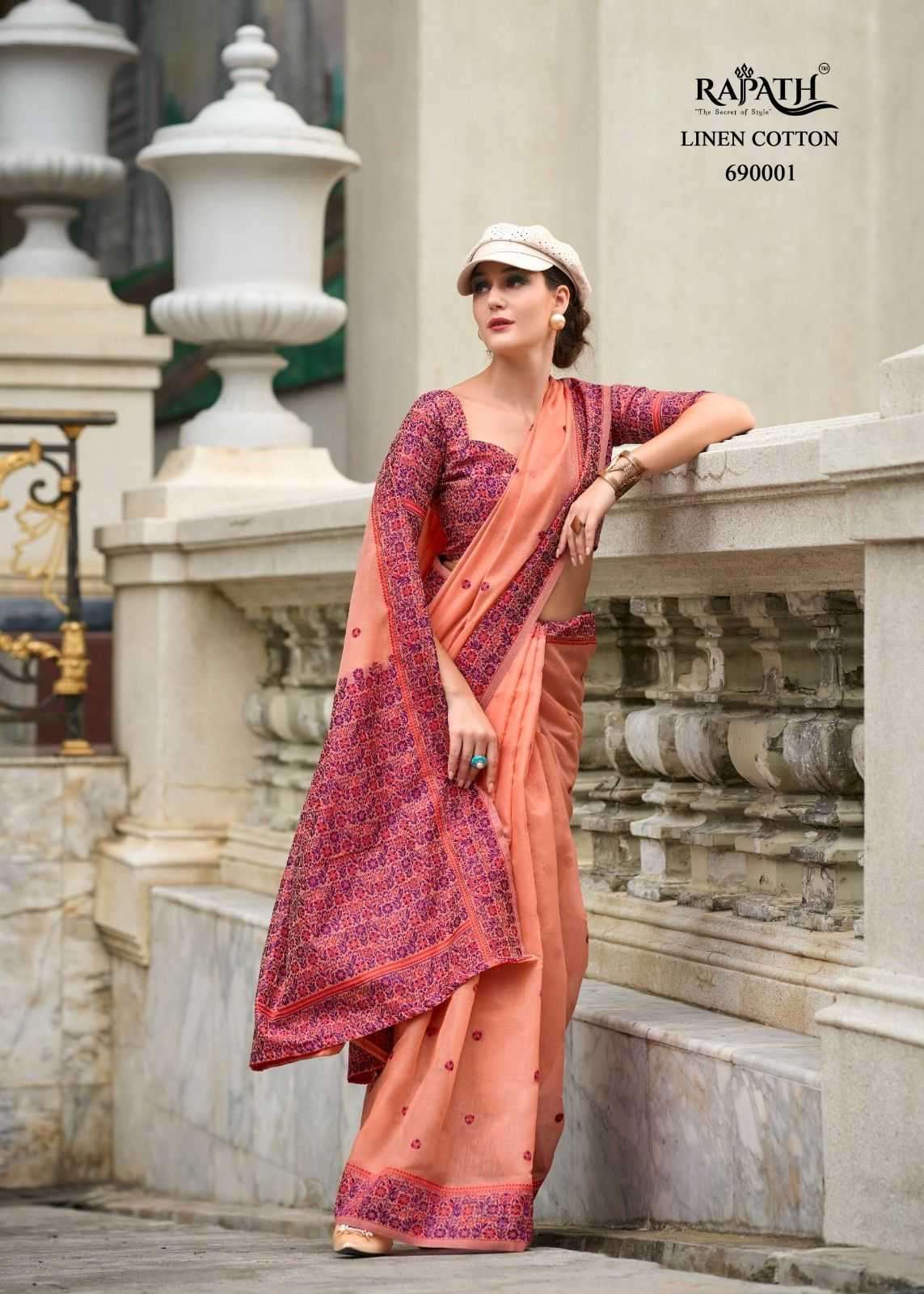 RAJPATH PRESENTS PRAJANYA LINEN COTTON ETHNIC DESIGN SAREES CATALOG WHOLESALER AND EXPORTS 
