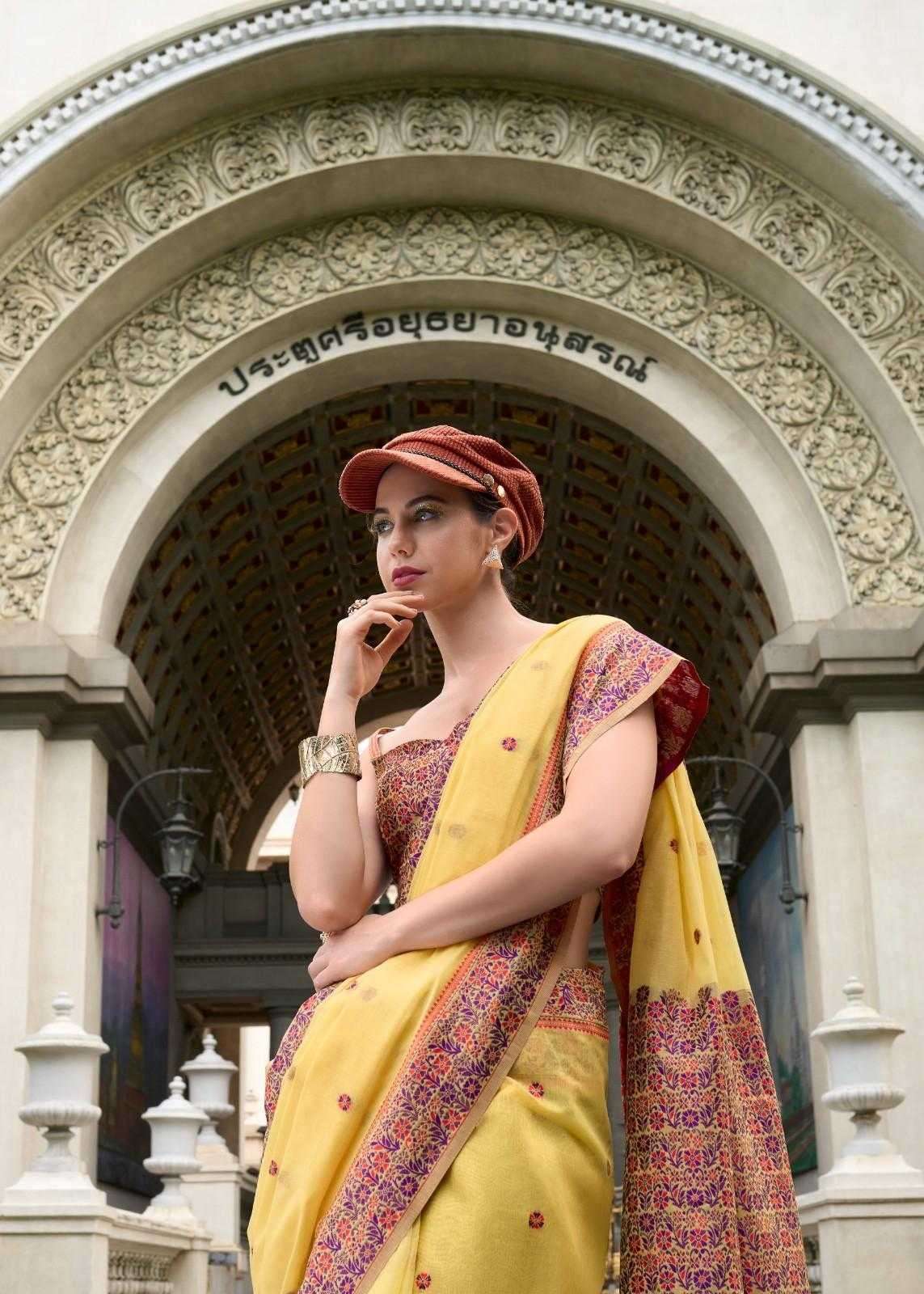 RAJPATH PRESENTS PRAJANYA LINEN COTTON ETHNIC DESIGN SAREES CATALOG WHOLESALER AND EXPORTS 