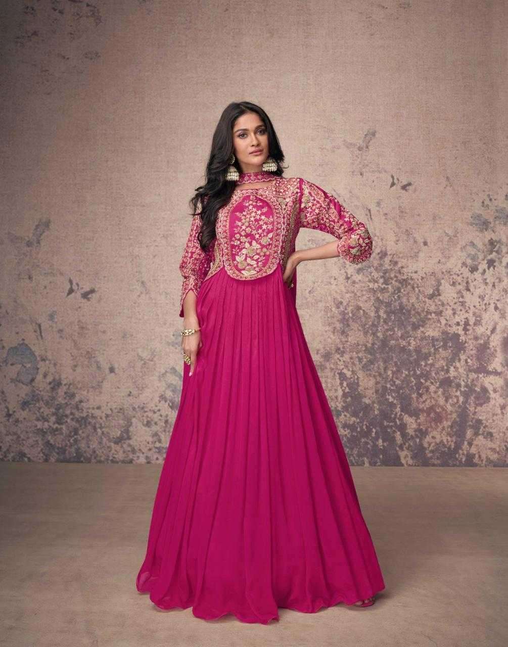 SAYURI DESIGNER PRESENTS AROMA PREMIUM CHINON SILK FULLY STITCH 3PCS DRESS  CATALOG WHOLESALER AND EXPORTER 