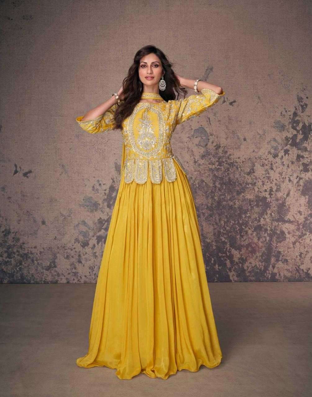 SAYURI DESIGNER PRESENTS AROMA PREMIUM CHINON SILK FULLY STITCH 3PCS DRESS  CATALOG WHOLESALER AND EXPORTER 