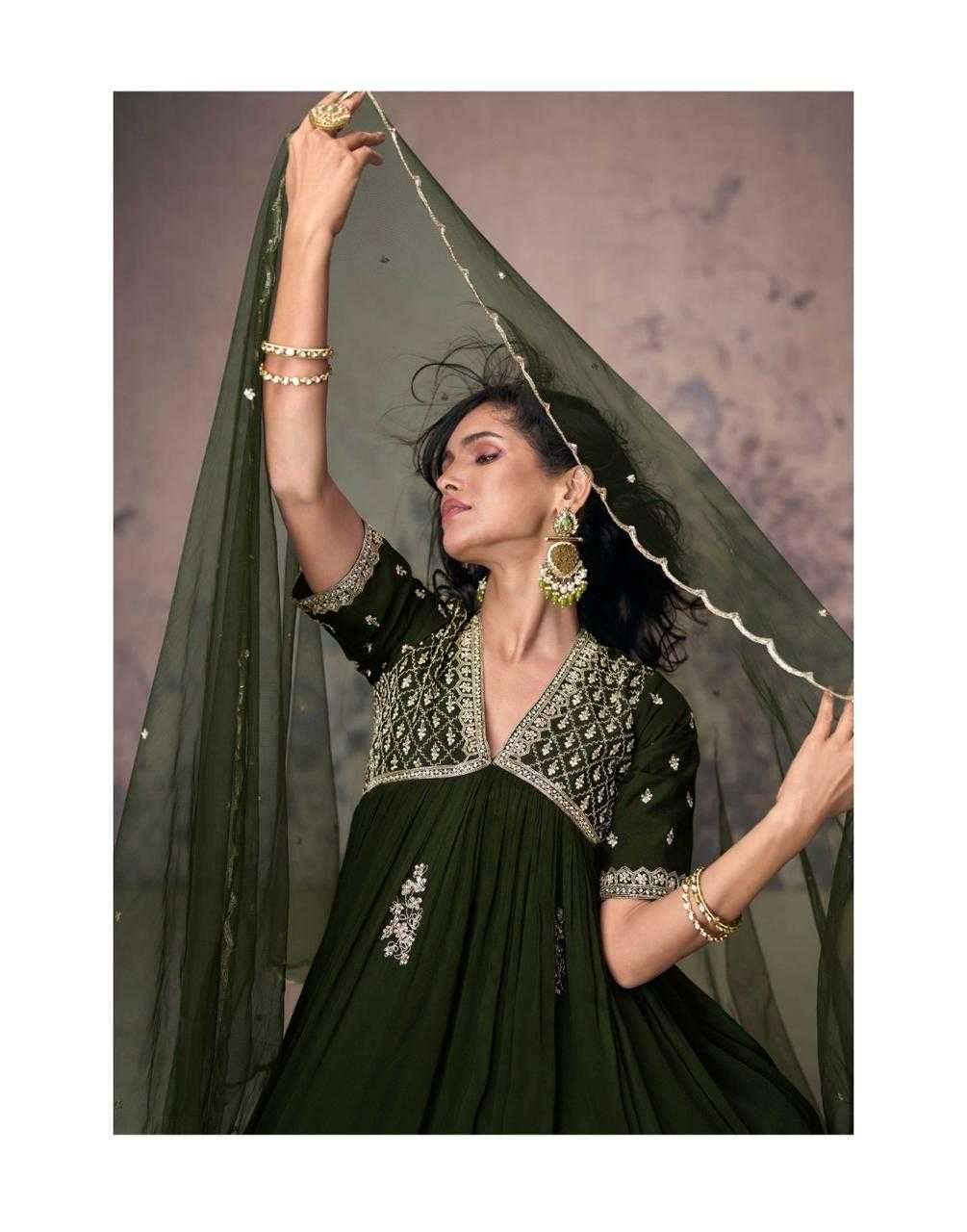 SAYURI DESIGNER PRESENTS AROMA PREMIUM CHINON SILK FULLY STITCH 3PCS DRESS  CATALOG WHOLESALER AND EXPORTER 