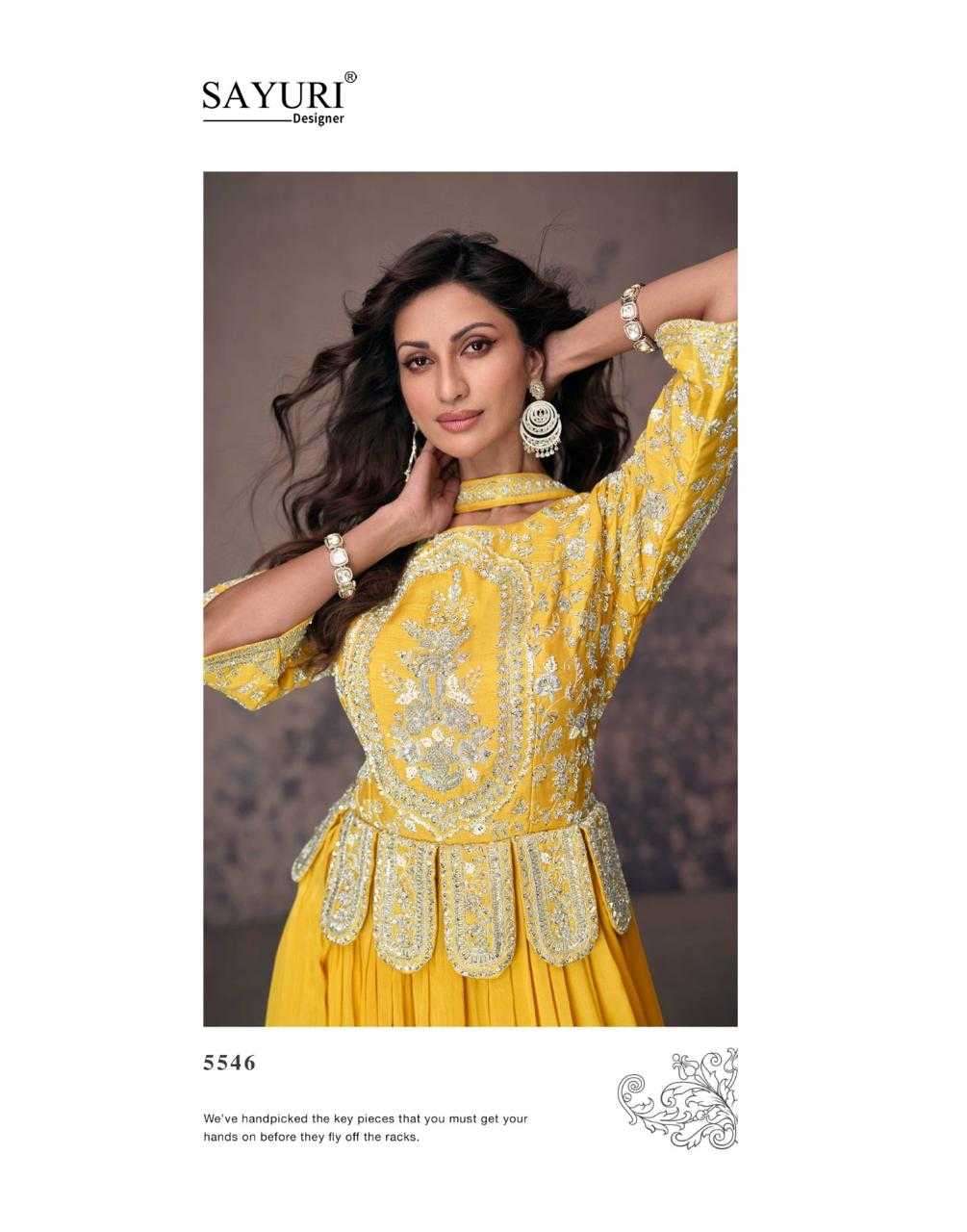 SAYURI DESIGNER PRESENTS AROMA PREMIUM CHINON SILK FULLY STITCH 3PCS DRESS  CATALOG WHOLESALER AND EXPORTER 