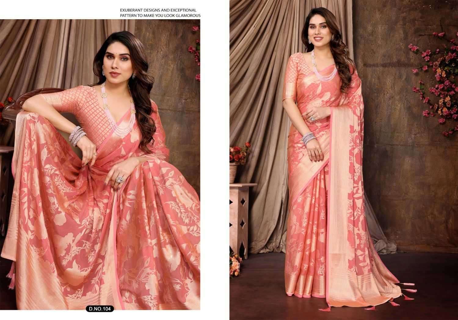 SHUBH SHREE CREATION PRESENTS SIARA BRASSO UNIQUE COLOURS SAREE WITH BLOUSE CATALOG WHOLESALER AND EXPORTER 