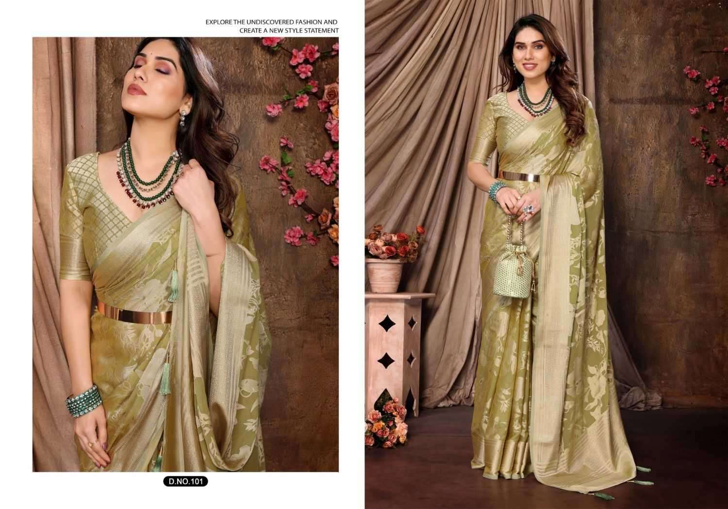 SHUBH SHREE CREATION PRESENTS SIARA BRASSO UNIQUE COLOURS SAREE WITH BLOUSE CATALOG WHOLESALER AND EXPORTER 
