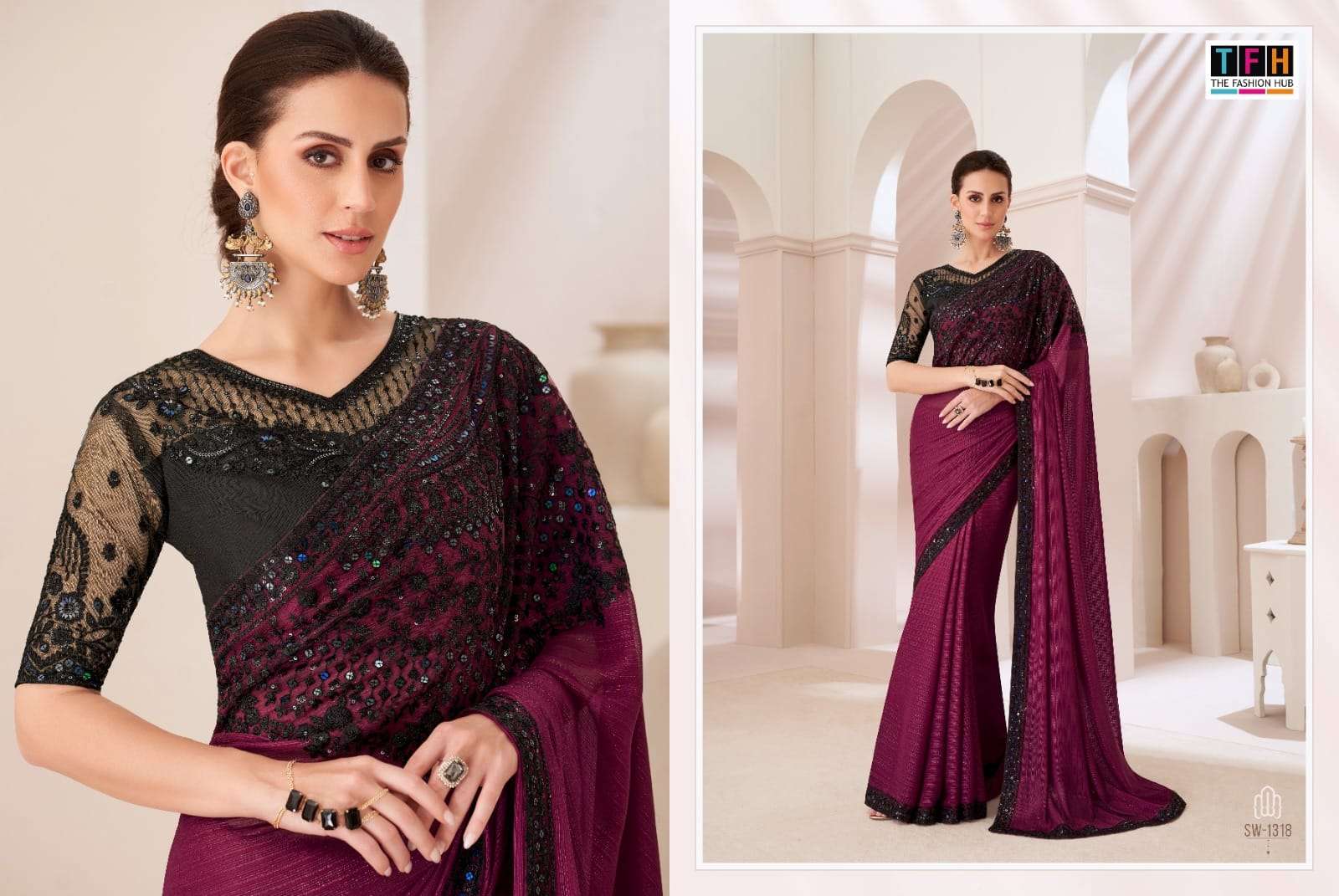TFH PRESENTS SANDALWOOD VOL-13 FANCY DESIGNER WORK SILK SAREE CATALOG WHOLESALER AND EXPORTER IN SURAT 