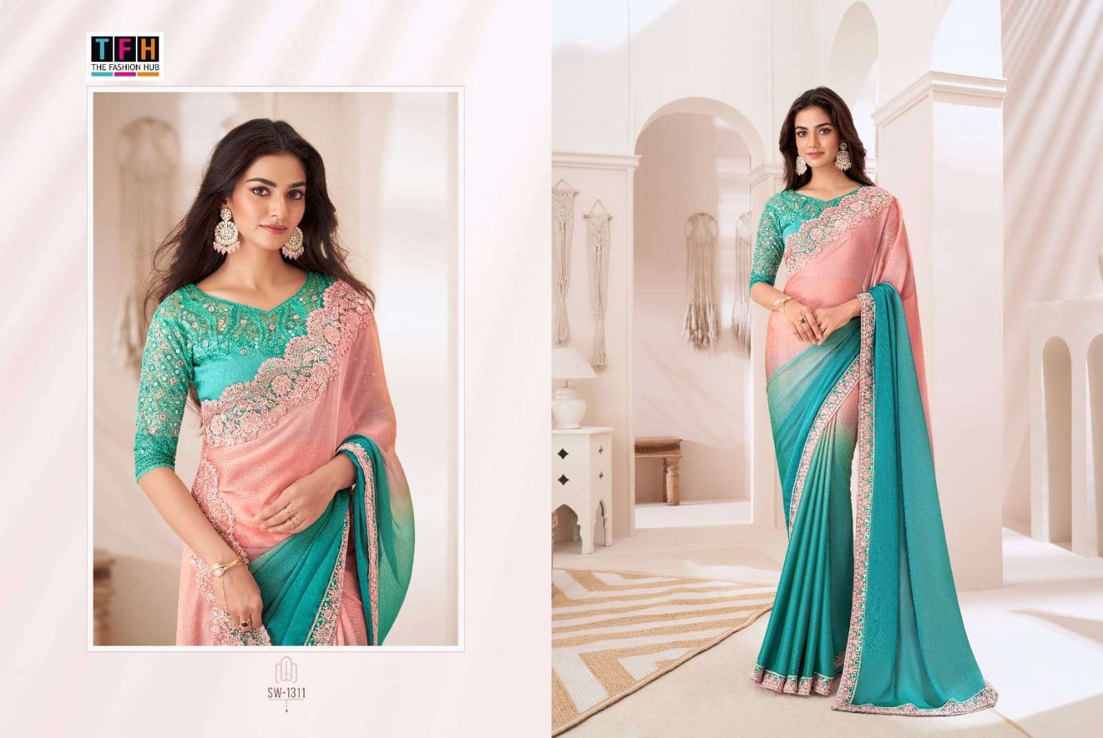 TFH PRESENTS SANDALWOOD VOL-13 FANCY DESIGNER WORK SILK SAREE CATALOG WHOLESALER AND EXPORTER IN SURAT 