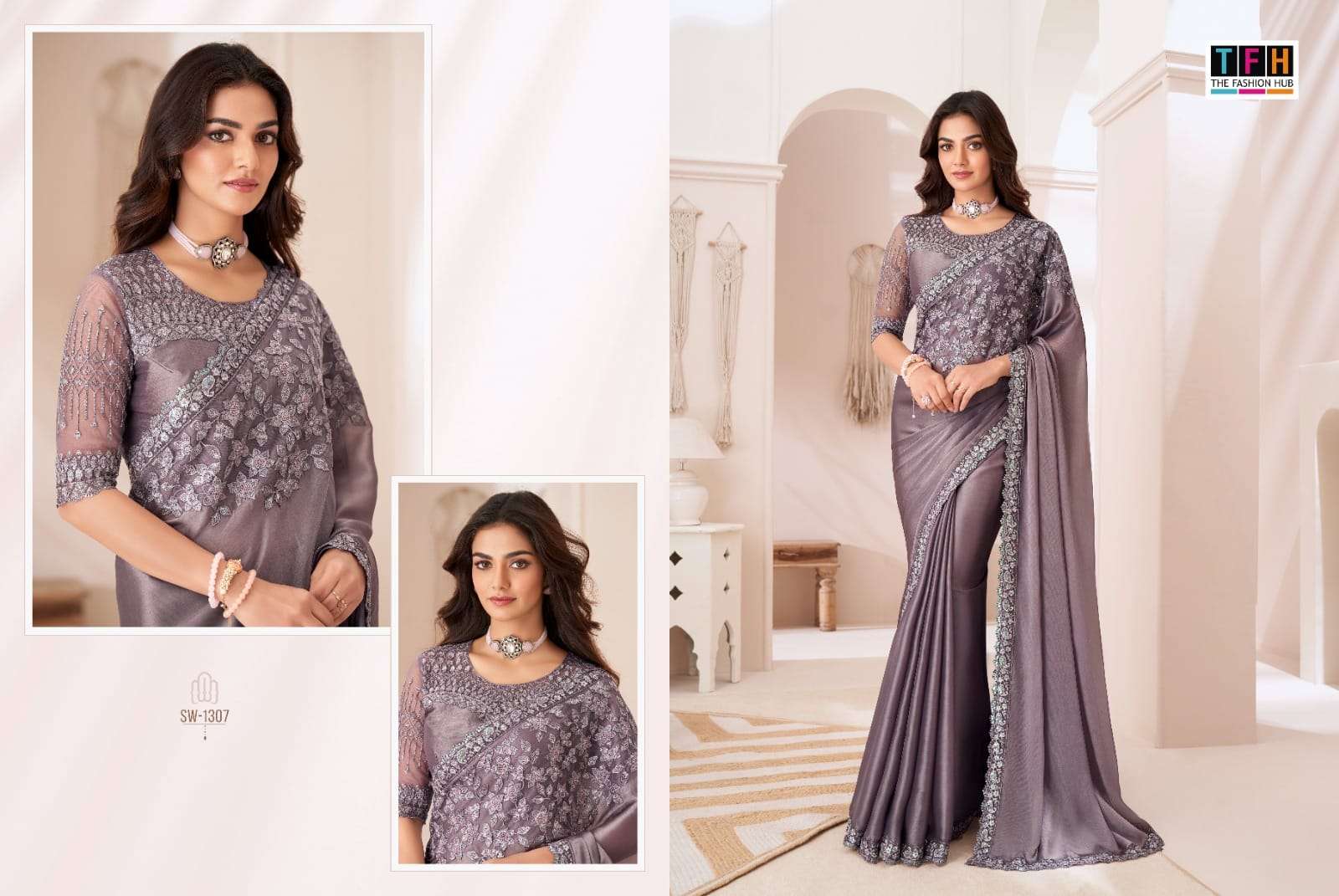 TFH PRESENTS SANDALWOOD VOL-13 FANCY DESIGNER WORK SILK SAREE CATALOG WHOLESALER AND EXPORTER IN SURAT 
