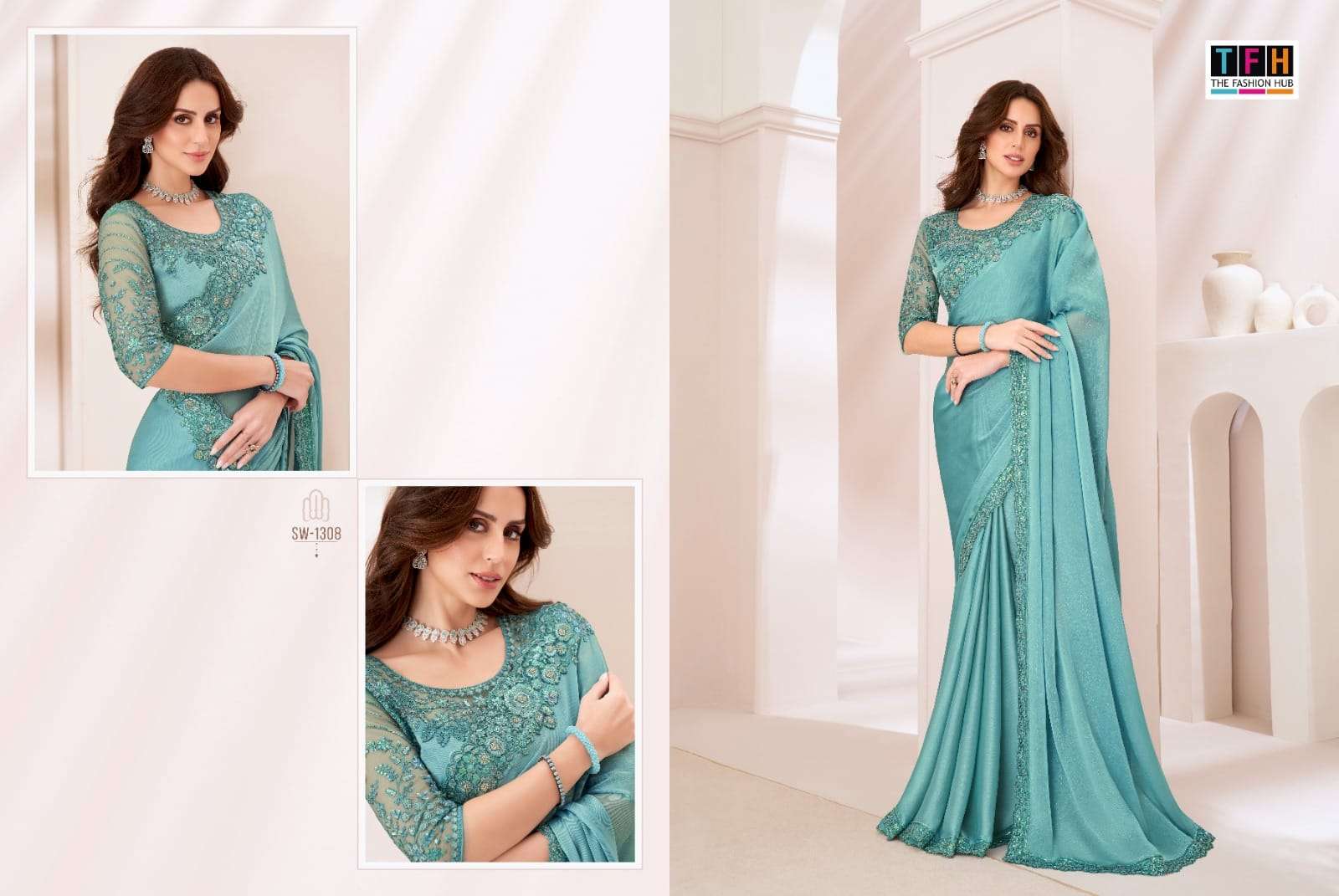 TFH PRESENTS SANDALWOOD VOL-13 FANCY DESIGNER WORK SILK SAREE CATALOG WHOLESALER AND EXPORTER IN SURAT 